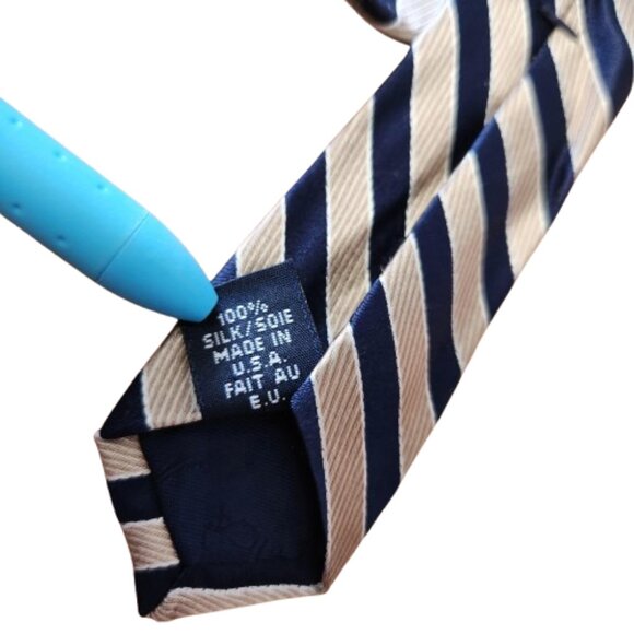 Nautica Silk Tie - Gold & Navy Stripe - NWT - Elegant Business or Wedding Look - Picture 5 of 9